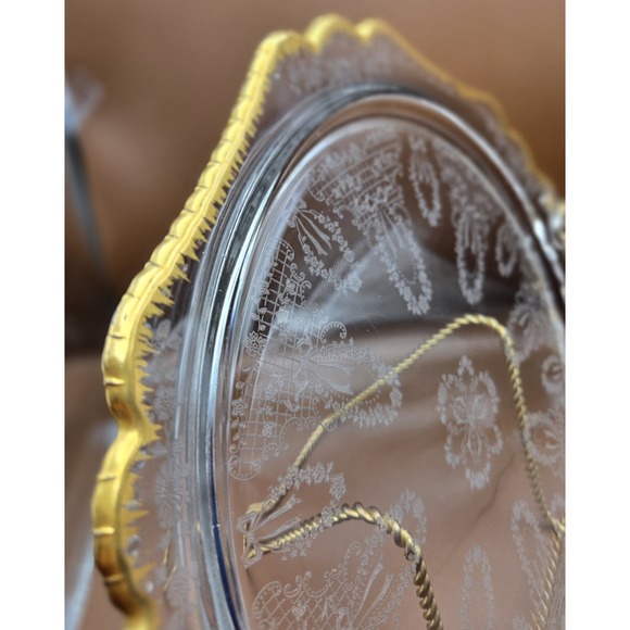 Vintage Serving Tray Or Cake Plate. Pressed Glass Intricate...
